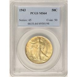 1943 Walking Liberty Half Dollar Coin PCGS MS64 Nice Toning