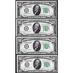 Lot of (4) 1934A $10 Federal Reserve Notes