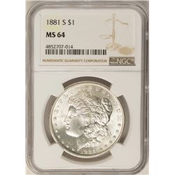 1881-S $1 Morgan Silver Dollar Coin NGC MS64