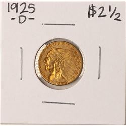 1925-D $2 1/2 Indian Head Quarter Eagle Gold Coin