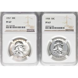 Lot of 1957 & 1958 Franklin Half Dollar Coins NGC PF67