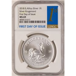 2018 South Africa Krugerrand Silver Coin NGC MS69 First Day of Issue
