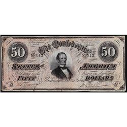 1864 $50 Confederate States of America Note