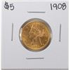 Image 1 : 1908 $5 Liberty Head Half Eagle Gold Coin