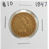 Image 1 : 1847 $10 Liberty Head Eagle Gold Coin