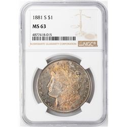 1881-S $1 Morgan Silver Dollar NGC MS63 Nice Toning