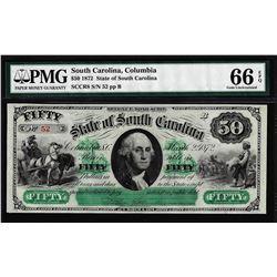 1872 $50 State of South Carolina Obsolete Note PMG Gem Uncirculated 66EPQ Low Serial