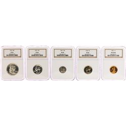 1952 (5) Coin Proof Set NGC Graded PF65/PF66