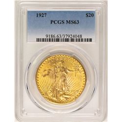 1927 $20 St. Gaudens Double Eagle Gold Coin PCGS MS63