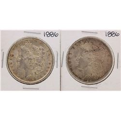 Lot of (2) 1886 $1 Morgan Silver Dollar Coins