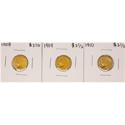 Lot of 1908-1910 $2 1/2 Indian Head Quarter Eagle Gold Coins