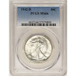1942-D Walking Liberty Half Dollar Coin PCGS MS66
