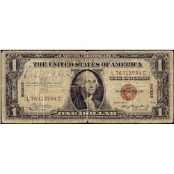 1935A $1 Hawaii WWII Emergency Issue Silver Certificate Note Signed by Bud Abbott