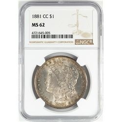 1881-CC $1 Morgan Silver Dollar Coin NGC MS62