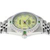 Image 8 : Rolex Mens Stainless Steel Yellow MOP Diamond & Emerald Datejust Wristwatch