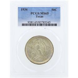 1934 Texas Commemorative Half Dollar Coin PCGS MS65