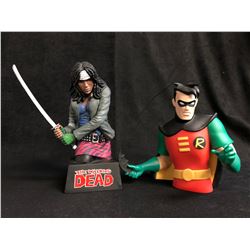 COLLECTIBLE MINI BUST COIN BANK LOT (THE WALKING DEAD/ ROBIN)