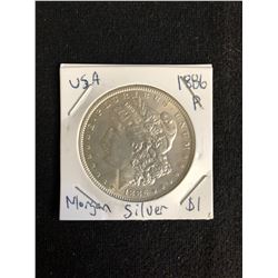 1886 U.S.A MORGAN SILVER DOLLAR (MINTED P)