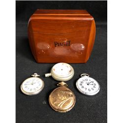 SWISS RAILWAY & 1 TIMEX  POCKET WATCHES w/ PIAGET WATCH BOX