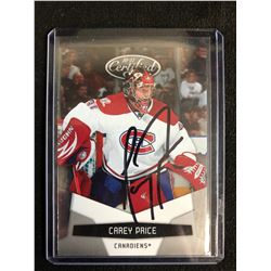 CAREY PRICE SIGNED CERTIFIED HOCKEY CARD