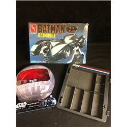 MISCELLANEOUS TOY LOT (BATMAN MDOEL KIT/ STAR WARS GIFT TIN...)