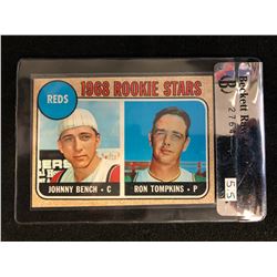 1965 TOPPS #247 REDS ROOKIE STARS JOHNNY BENCH RC (BECKETT RAW REVIEW 5.5)