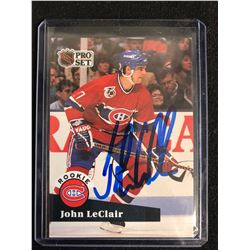 JOHN LeCLAIR SIGNED PRO SET HOCKEY CARD