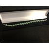 Image 1 : TOP RICH GREEN OVAL CUT TROIS FEUILLES EMERALD TENNIS BRACELET (925 STERLING SILVER)