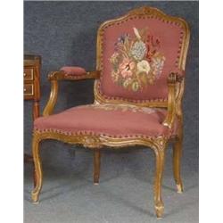 FRENCH STYLE NEEDLEPOINT ARM  CHAIR 