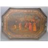Image 1 : EARLY NEW ENGLAND PAINTED  TRAY with colonial sce