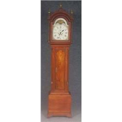 EARLY AMERICAN CHERRY TALL  CASE CLOCK circa 1810
