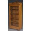 Image 1 : OAK SINGLE DOOR BOOKCASE  with carved crest, refi