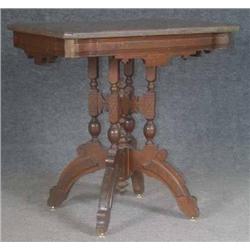 EASTLAKE WALNUT MARBLE TOP  PARLOR TABLE height:2