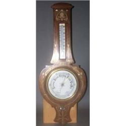ART NOUVEAU MAHOGANY INLAID  BAROMETER with mothe