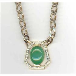 APPLE GREEN JADE CABOCHON  AND DIAMOND NECKLACE d