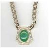 Image 1 : APPLE GREEN JADE CABOCHON  AND DIAMOND NECKLACE d