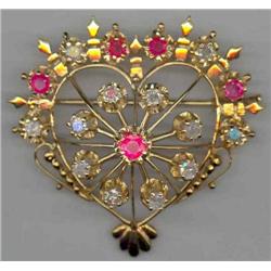 RUBY AND DIAMOND BROACH
