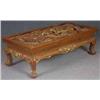 Image 1 : CHINESE TEAK CARVED COFFEE  TABLE and (2) side ch