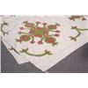 Image 1 : FLORAL PINK AND GREEN APPLIQUE  QUILT 