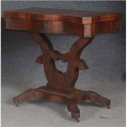 AMERICAN EMPIRE MAHOGANY  LIFT TOP HALL TABLE 