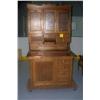 Image 1 : VICTORIAN OAK HOOSIER with  double glass door top