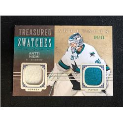 ANTTI NIEMI ARTIFACTS TREASURED SWATCHES HOCKEY CARD