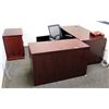 Image 1 : 2-Section Desk w/ Wooden & Metal File Cabinets, Rolling Chair, etc