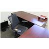 Image 3 : 2-Section Desk w/ Wooden & Metal File Cabinets, Rolling Chair, etc