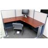 Image 1 : 2-Piece "L" Shaped Desk, Chair & Cubicle Walls (tall wall approx. 63"W & 63"H, short walls 63"x47")