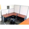 Image 1 : 2-Piece "L" Shaped Desk, Rolling Chair & Cubicle Walls (tall wall approx. 63"W & 63"H, other 63"x47"