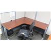 Image 2 : 2-Piece "L" Shaped Desk, Rolling Chair & Cubicle Walls (tall wall approx. 63"W & 63"H, other 63"x47"