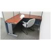 Image 7 : 2-Piece "L" Shaped Desk w/ Chair & Cubicle Walls (tall wall approx. 63"W x 62.5"H, small wall 64x47)