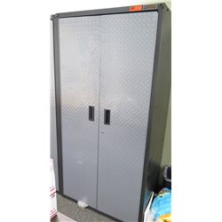 Gladiator Diamond Plate Cabinet GAJG36FDYG03 Gearbox Cabinet w/ 3 Shelves 3ftW x 2ftD x 6ft Tall