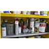 Image 7 : Metal Yellow 2-Door Cabinet w/ 3 Shelves & Contents - Paint, Thinner, Bug Spray, etc 43” x 18”D x 65